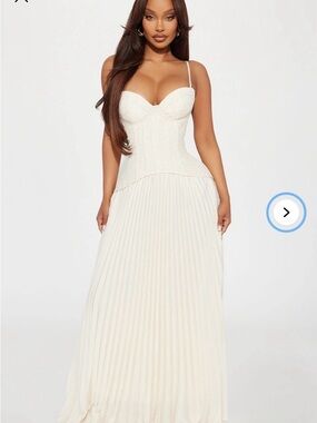 Fashion Nova Ivory Corset Maxi Dress